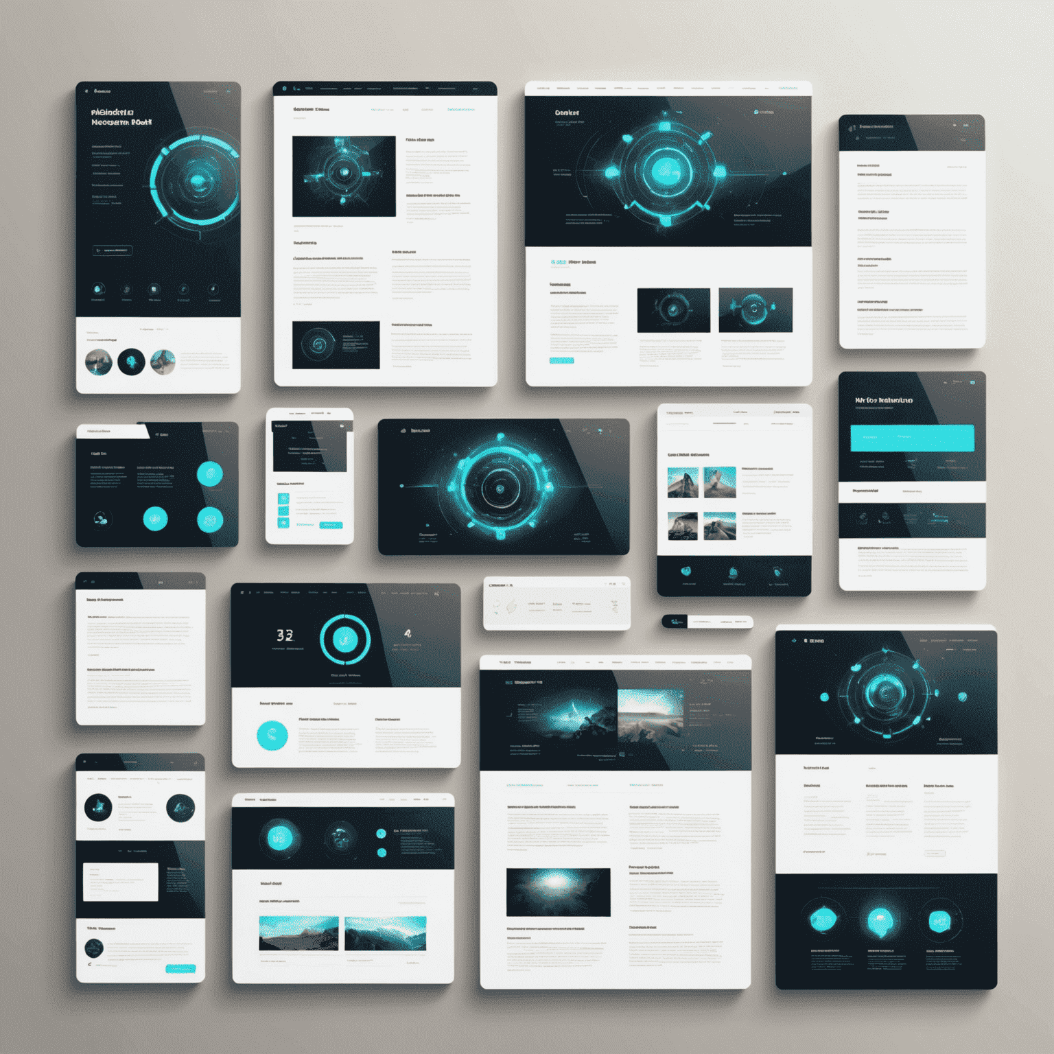 Imagen que muestra una colección de proyectos de diseño web en un estilo de portafolio futurista